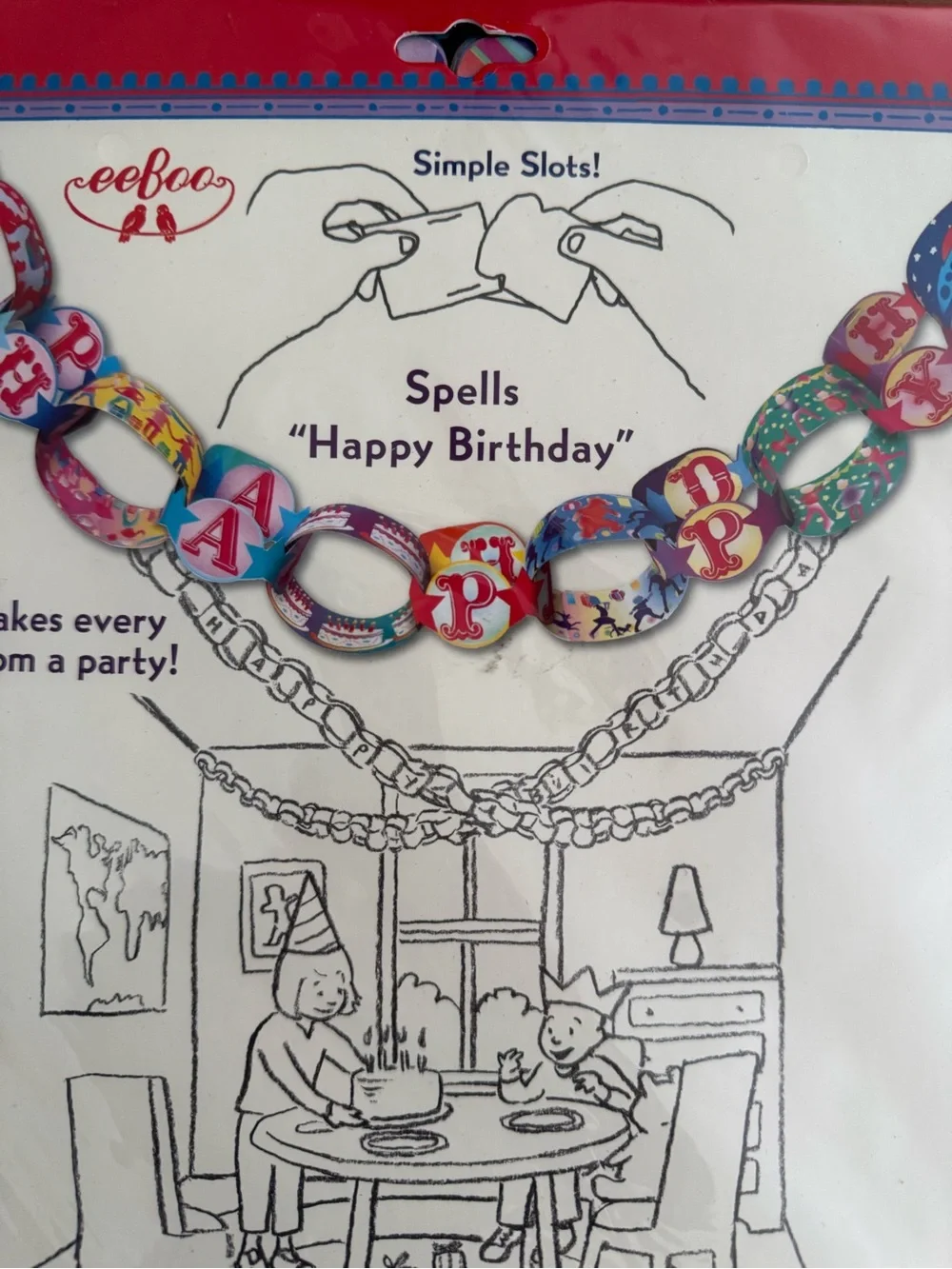 Brand NWT Birthday Chain Party Garland — Multicolor 24 Feet Long 34 Designs